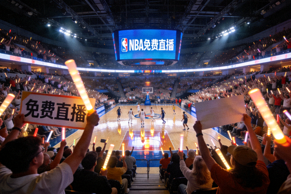 大型NBA免费直播比赛场馆内观众欢呼观赛全景